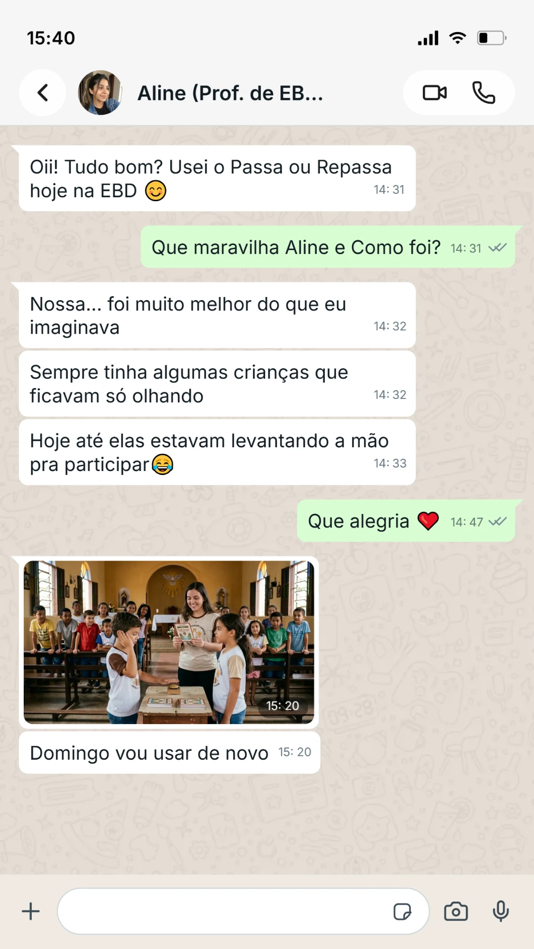 Depoimento real 2 recebido pelo WhatsApp